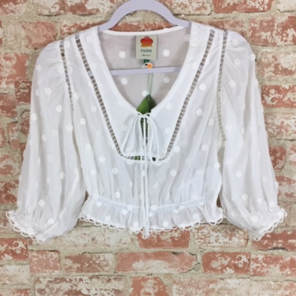 NWT FARM RIO Floral Applique Blouse - Picture 6 of 9